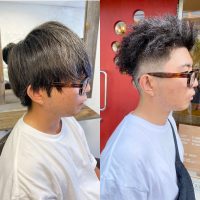 針金パーマのビフォーアフター|直毛から立体的なカールスタイルに変化したメンズヘア(三鷹美容室VOICEhair)
