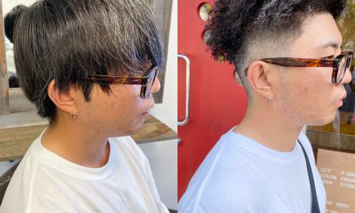 針金パーマのビフォーアフター｜直毛から立体的なカールスタイルに変化したメンズヘア（三鷹美容室VOICEhair）